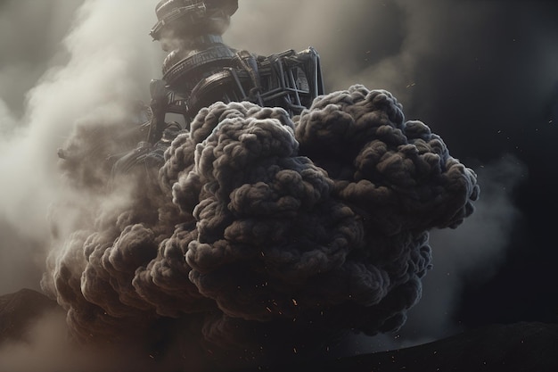 El humo sale de una máquina de vapor