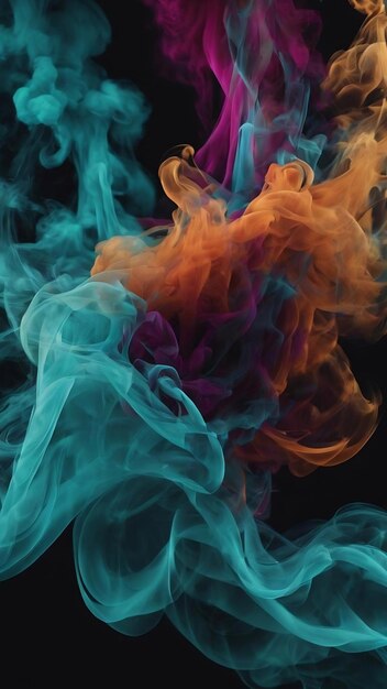 Humo turquesa abstracto en un fondo oscuro