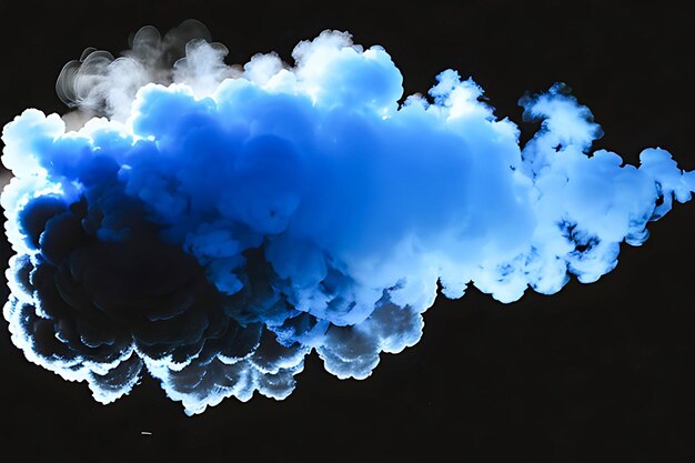 humo de vapor azul sobre fondo negro ai generado
