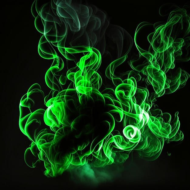 El humo verde se extendió sobre el fondo negro