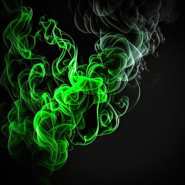 El humo verde se extendió sobre el fondo negro