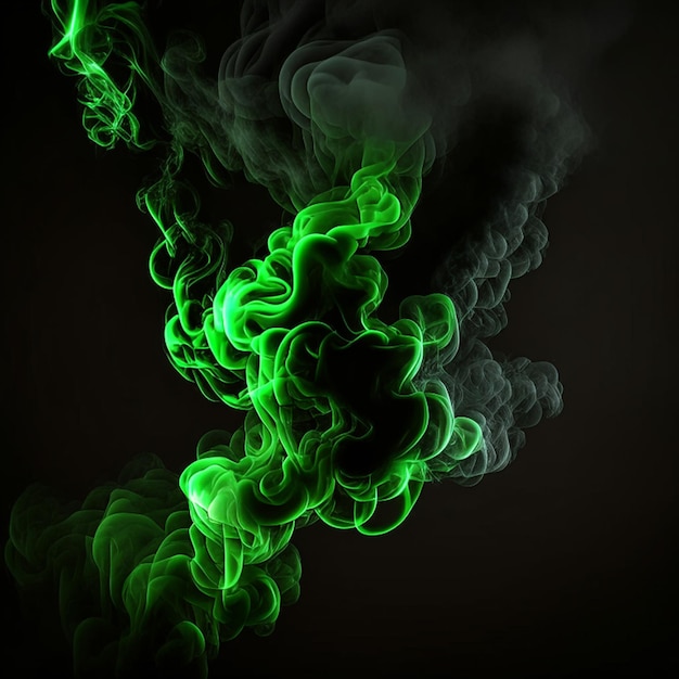 El humo verde se extendió sobre el fondo negro