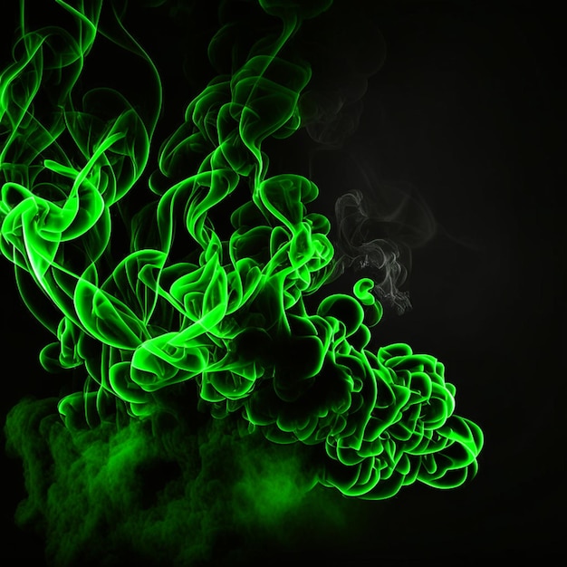 El humo verde se extendió sobre el fondo negro