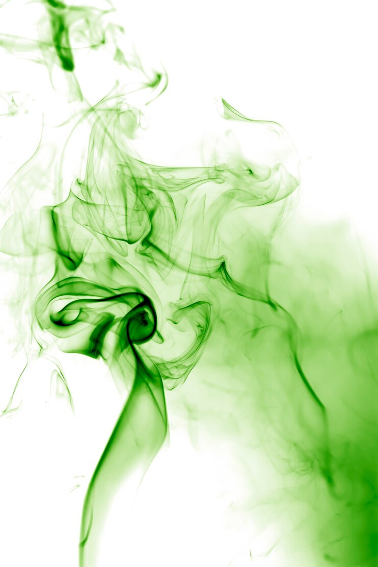 Humo verde sobre fondo blanco