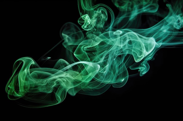 Humo verde sobre fondo negro IA generativa