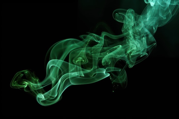 Humo verde sobre fondo negro IA generativa