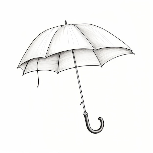 Humorvolle Karikatur Schwarz-Weißer Regenschirm auf weißem Hintergrund