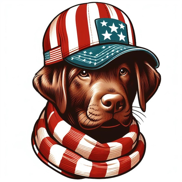 Hund amerikanische Flagge Hut T-Shirt Design