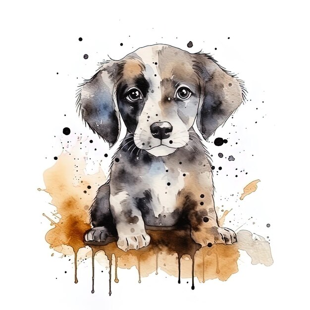 Hund auf isolierter weißem Hintergrund Aquarell-Stil