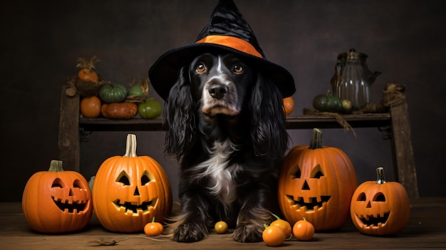 Hund bereit für Halloween