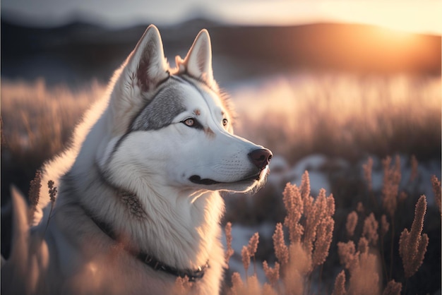 Hund, der im Gras sitzt