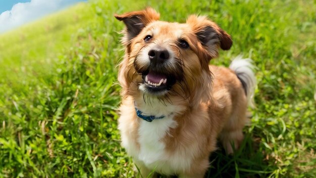 Hund, der nach oben schaut