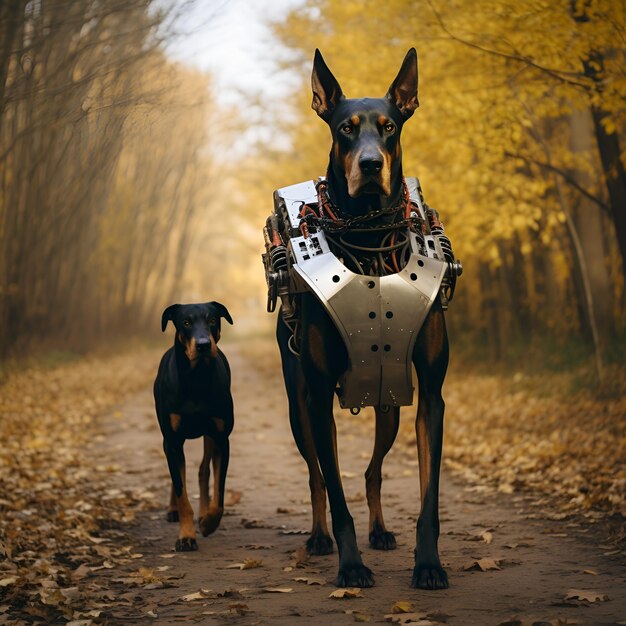 Hund geht im Park spazieren