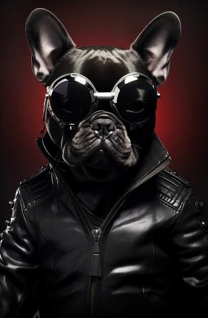 Hund, glückliches Tier, Bulldog, Haustiere, lustiges Porträt, Sonnenbrille, Welpe, Französisch, süß