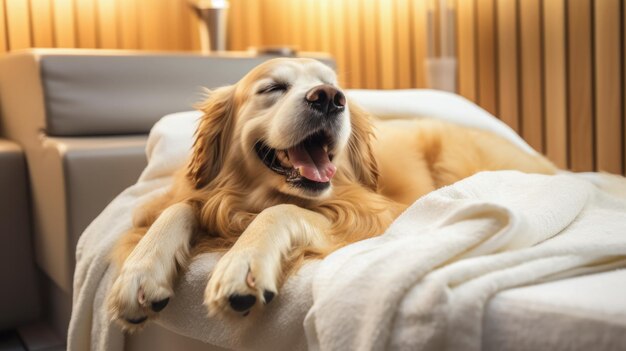 Foto hund gönnt sich spa-relaxation