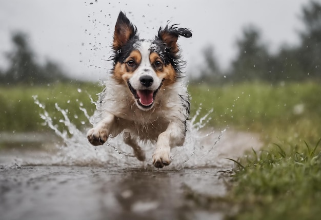 Hund läuft im Wasser Generative KI