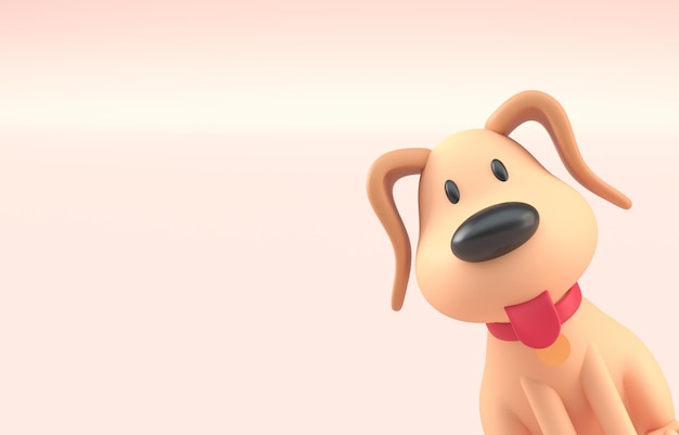 Hund mit herausgestreckter Zunge 3D-Illustration