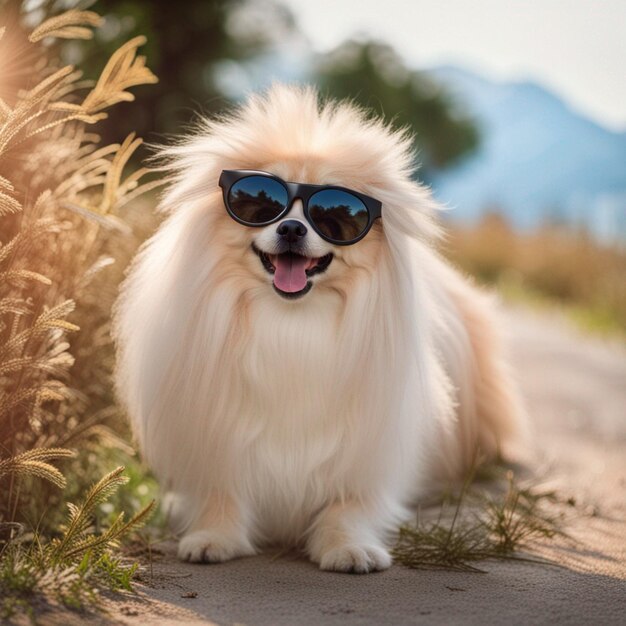 Hund mit Sonnenbrille, lustiger Moment