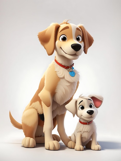 Hund mit Welpe im Disney-Cartoon-Stil