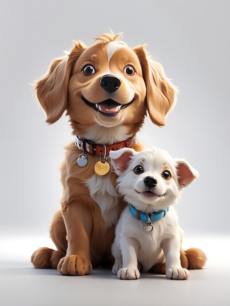 Hund mit Welpe im Disney-Cartoon-Stil