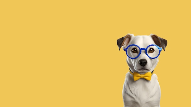 Hund oder Welpe mit gelbem Hintergrund
