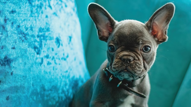 Hund schaut nach dem Haarbürsten bei professionellem Pflegedienst in die Kamera