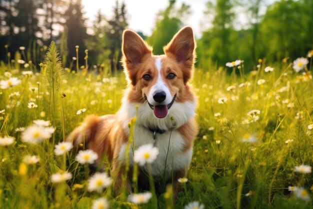 Hund sitzt im Gras Generative KI