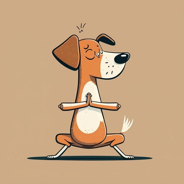 Foto hund spielt yoga-vektor-illustration