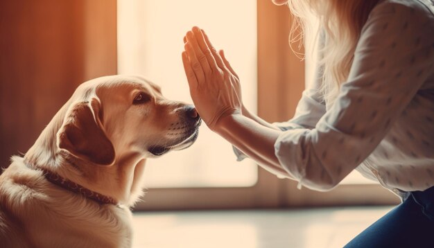 Hund und Frauchen und Hundefrau mit Hund