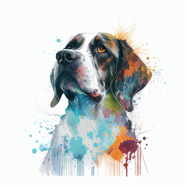 Hund Zeichnung Aquarellfarbe weißer Hintergrund Generative AI