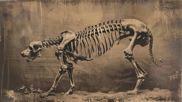 Hunde-Skelett akademische Studie Vintage