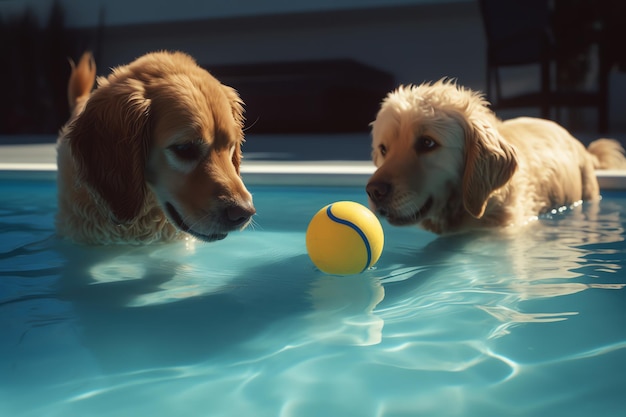 Hunde spielen Ball