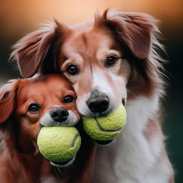 Hunde spielen schöne Welpen, Sport spielen mit Ball