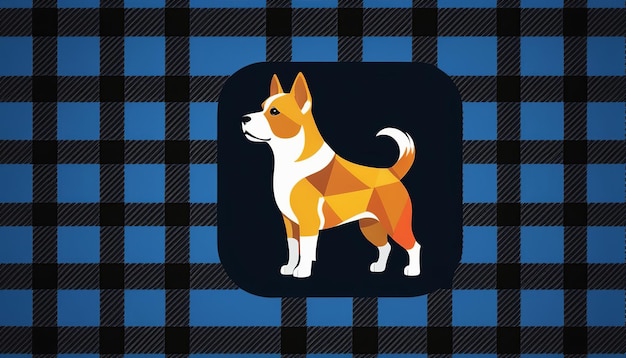 Hunde- und Haustier-Symbol in Plaid-Muster 3D-Illustration