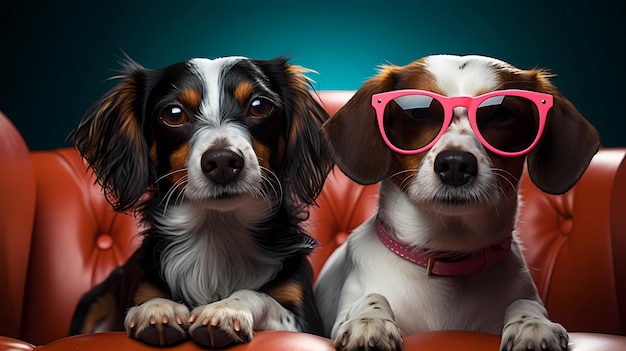 Hunde verschiedener Rassen mit Brille cool