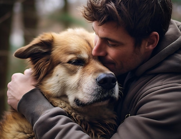 Foto hundefreundschaft süße person haustiere besitzer erwachsenes tier männer freund jung