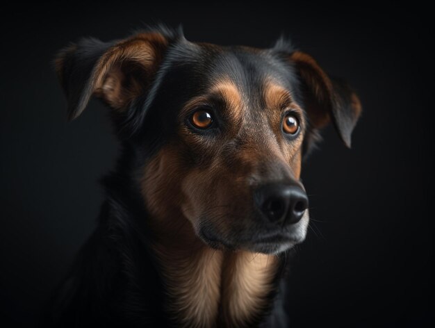 Hundegesichtsporträt isoliert auf dem Hintergrund. Realistische, digital generierte Fotoillustration