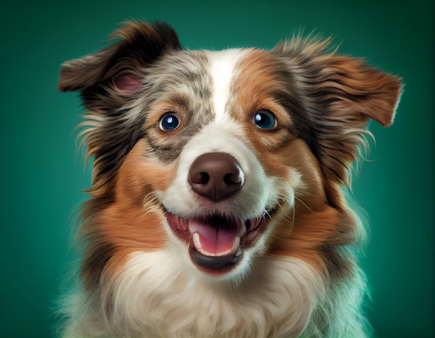 Hundegesichtsporträt isoliert auf dem Hintergrund. Realistische, digital generierte Fotoillustration