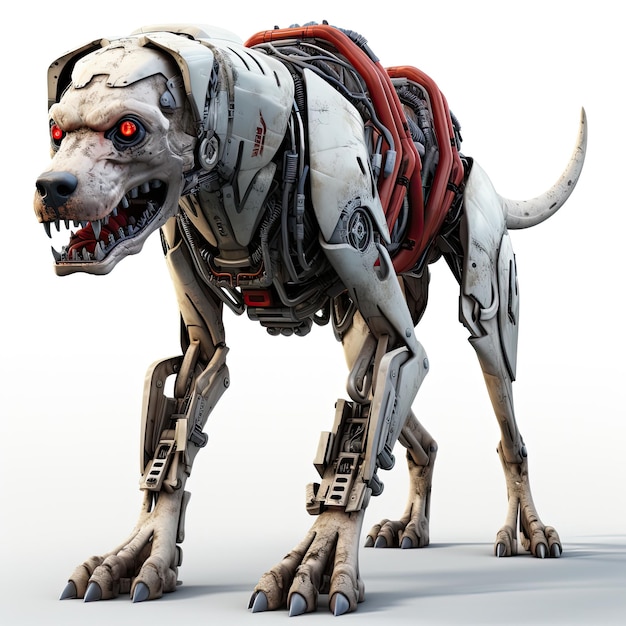 Hundeillustrationsfigur und ein Zombieroboter