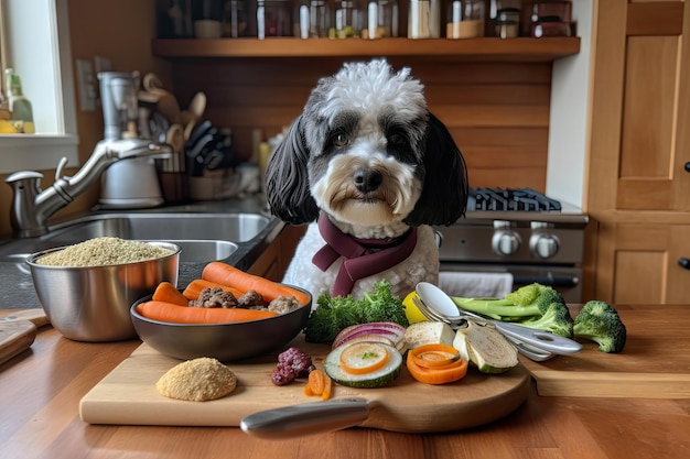 Hundekoch bereitet köstliche vegane Mahlzeiten nur aus den besten Zutaten zu