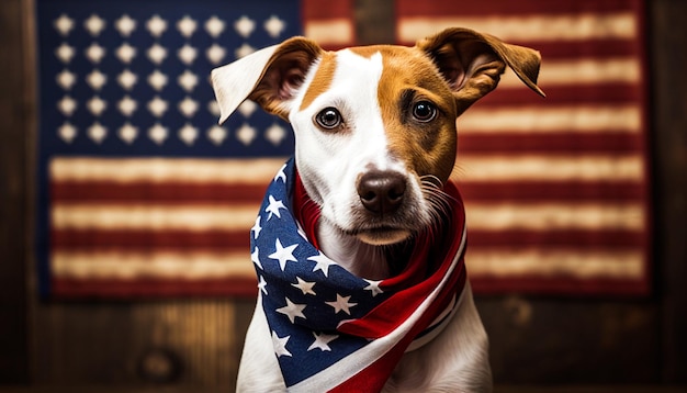 Hundekopf mit USA-Flaggenmuster für den 4. Juli, den amerikanischen Unabhängigkeitstag und den Veteranentag.