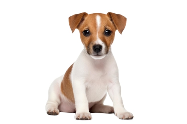 Hundeporträt isoliert auf weißem Hintergrund Jack Russell Terrier blickt in die Kamera