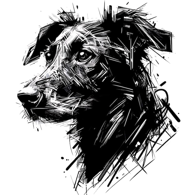 Hundeporträt mit aufwendigen und schnellen Strichen als Hintergrundillustration