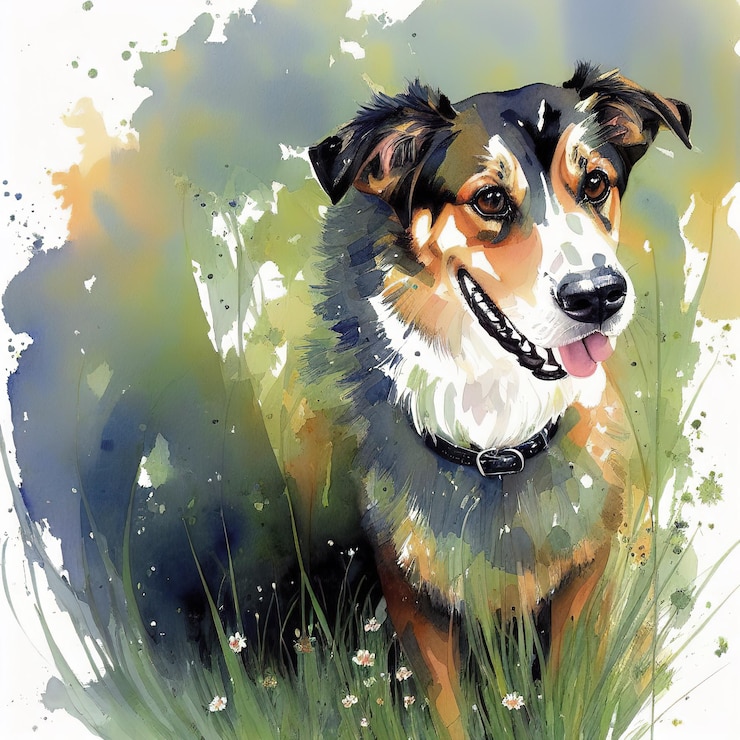 Foto hundeportrait-aquarell generative ai