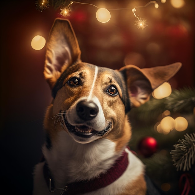 Hundeportrait Weihnachtsdekoration Hintergrund