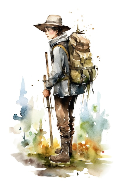 Hunter ranger aquarela clipart isolado no fundo branco com Generative AI