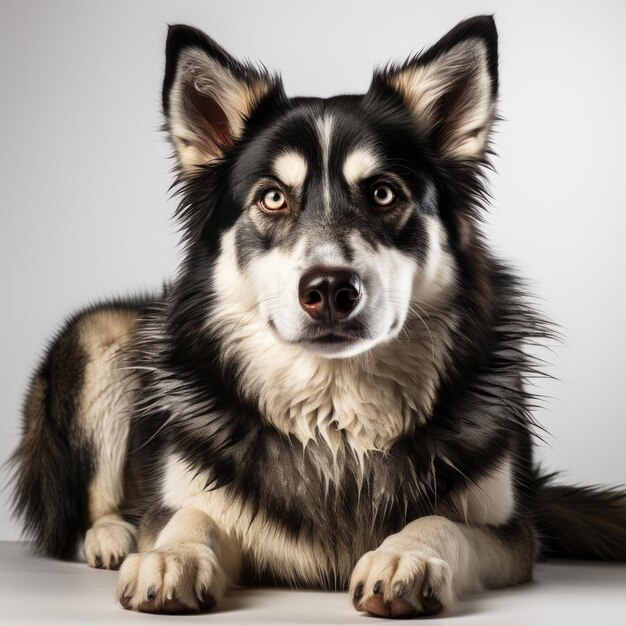 Husky com olhos dicromáticos fixos