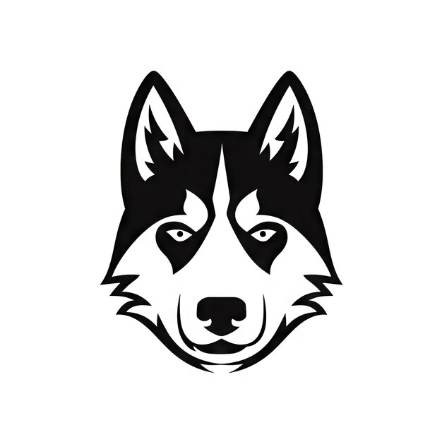 Foto husky icon sled dog black silhouette puppy pictogram pet outline símbolo de husky isolado em fundo branco ilustração gerativa de ia