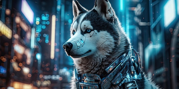 husky siberiano cyberpunk ai generative