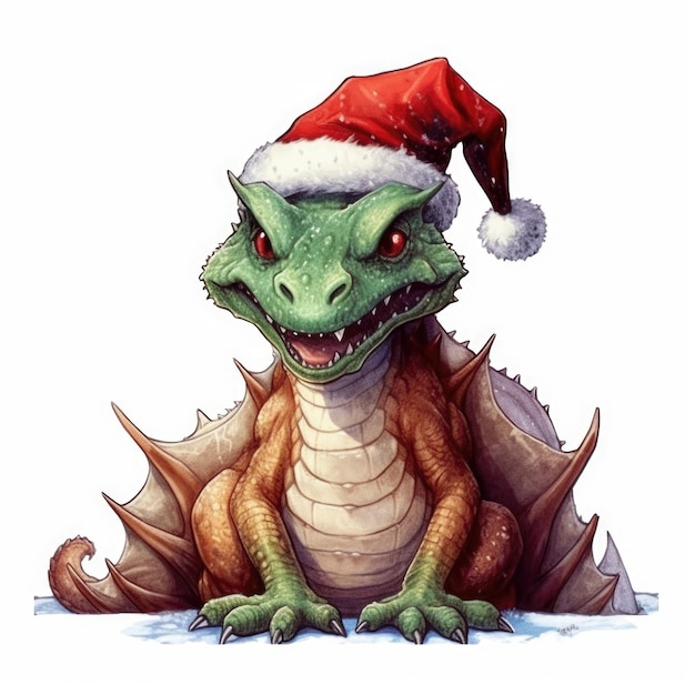 Hydra-Drache mit Weihnachtsmütze